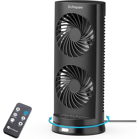 DR.PREPARE USB Tower Fan with Remote and Oscillation