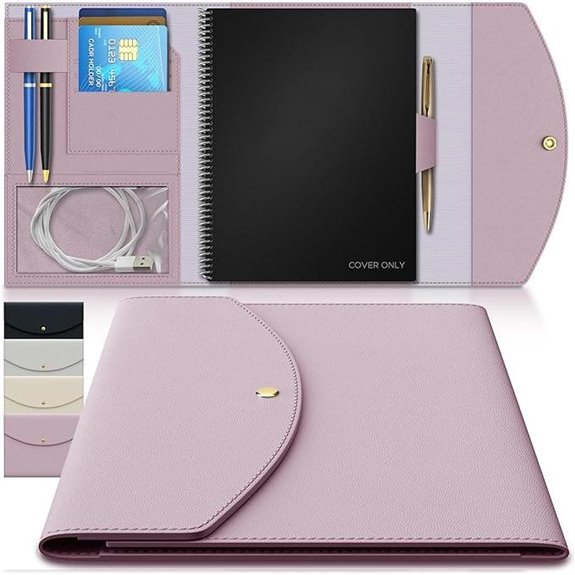 Vegan Leather Notebook Cover with Pockets and Pen Loop