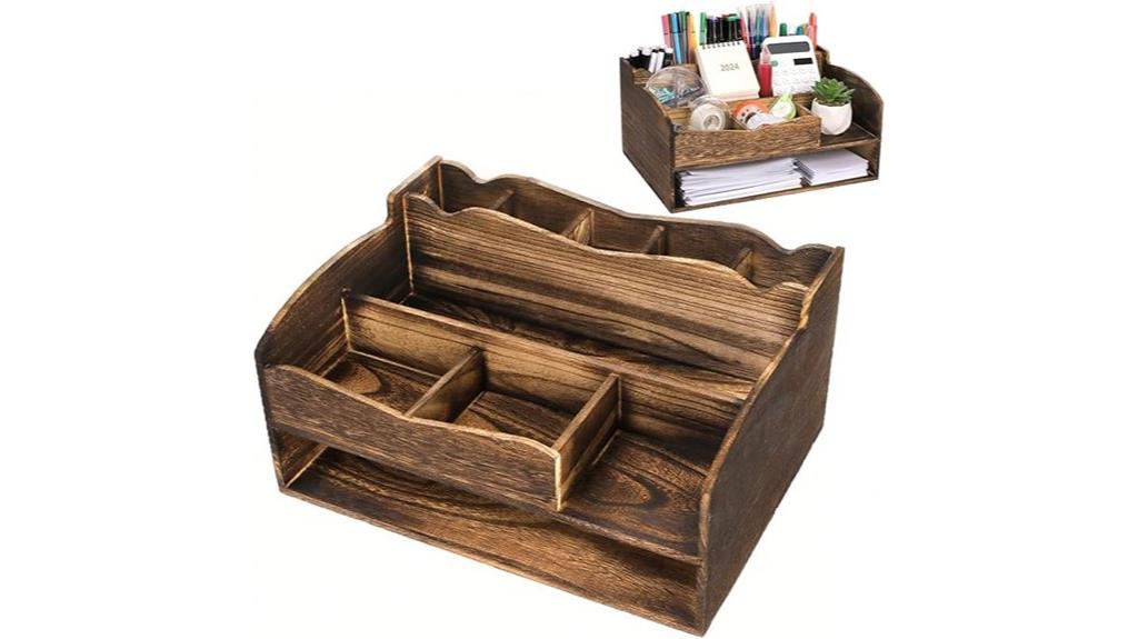 vintage wooden desk organizer