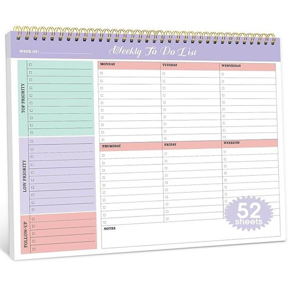 Taja Weekly To-Do List Notepad (Violet Dream)