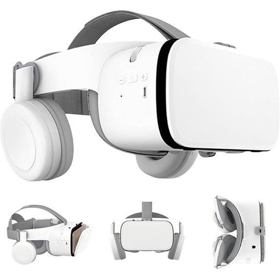 VR Headset with Bluetooth Headphones for 3D VR Games