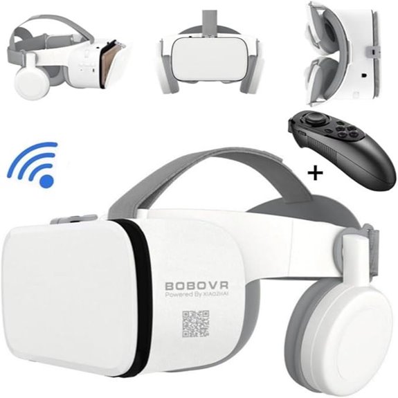 VR Headset with Bluetooth Headphones for iPhone & Android