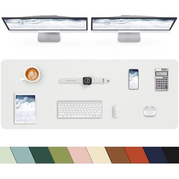 Leather Desk Pad Protector Waterproof Non-Slip Ivory White