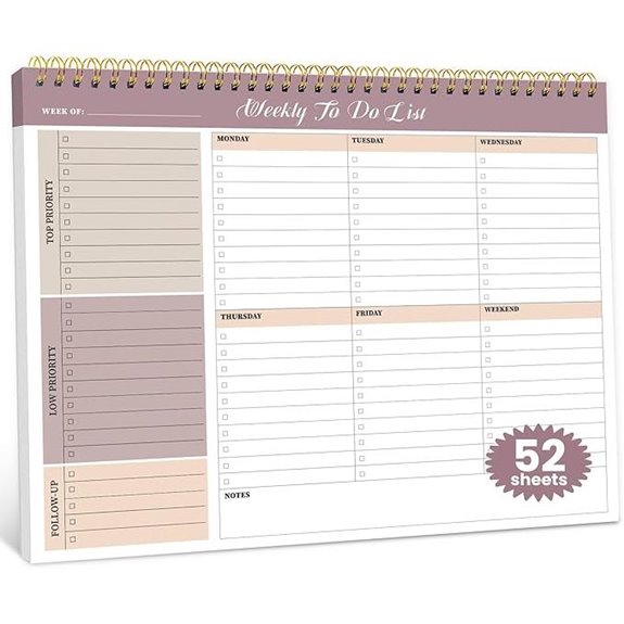 Weekly To Do List Notepad 52 Undated Sheets