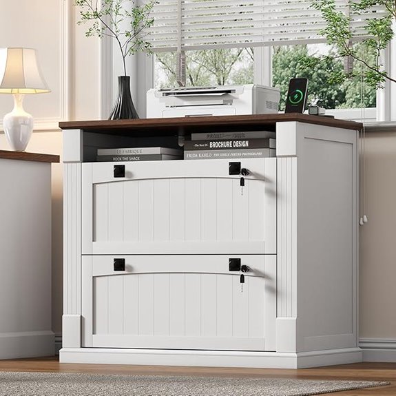 Loomie White 2-Drawer File Cabinet with Charging
