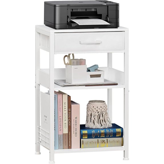 Lerliuo White 3-Tier Printer Stand with Storage
