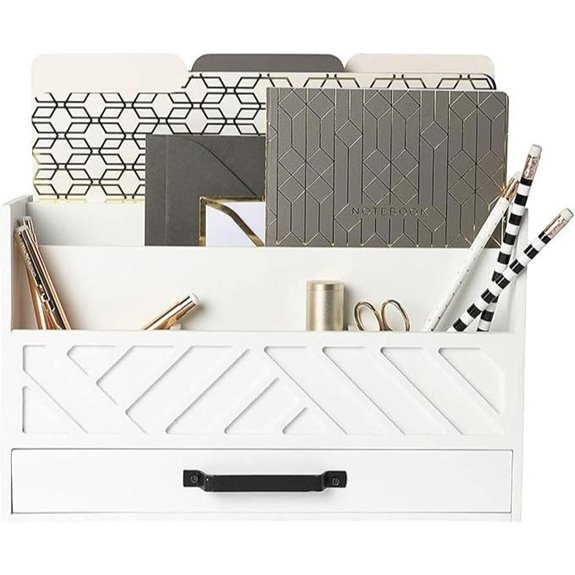 BLU Monaco White Wooden Mail Organizer with Drawer
