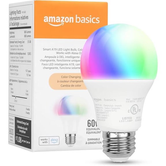 Amazon Basics Color Changing Wi-Fi LED Bulb (1 Pack)