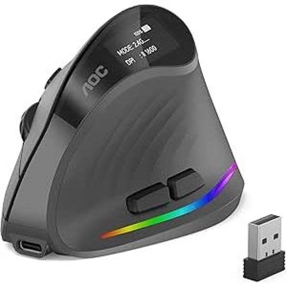 AOC Wireless Ergonomic Vertical Mouse with RGB Light