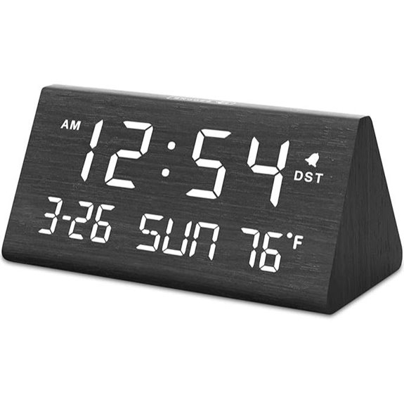 DreamSky Wooden Digital Alarm Clock with USB & Temp