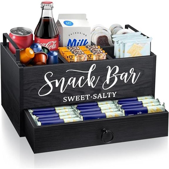 Wood Snack Organizer with Handles and Drawers