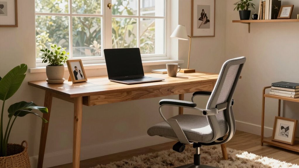 ergonomic well lit balanced workspace