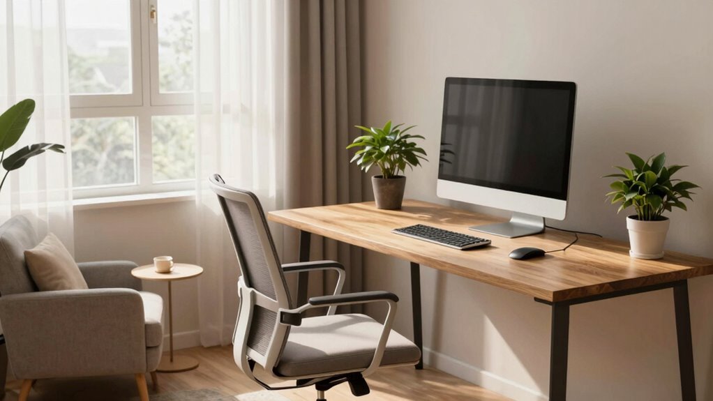 ergonomic well lit organized workspace