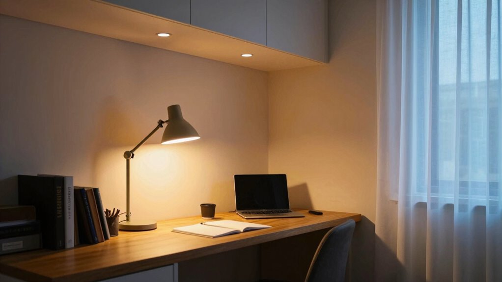 layered home office lighting