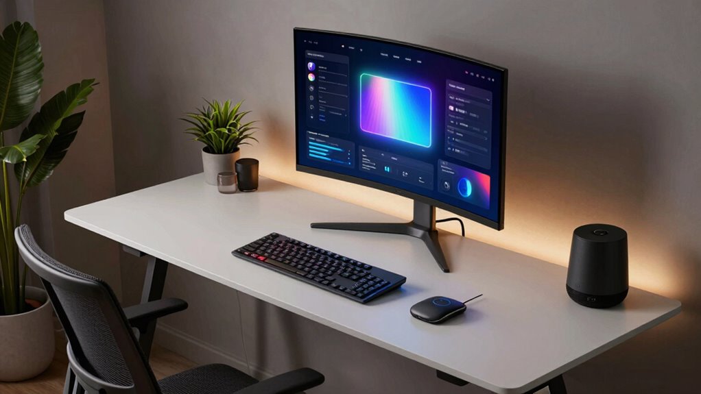 sleek tech integrated workspace